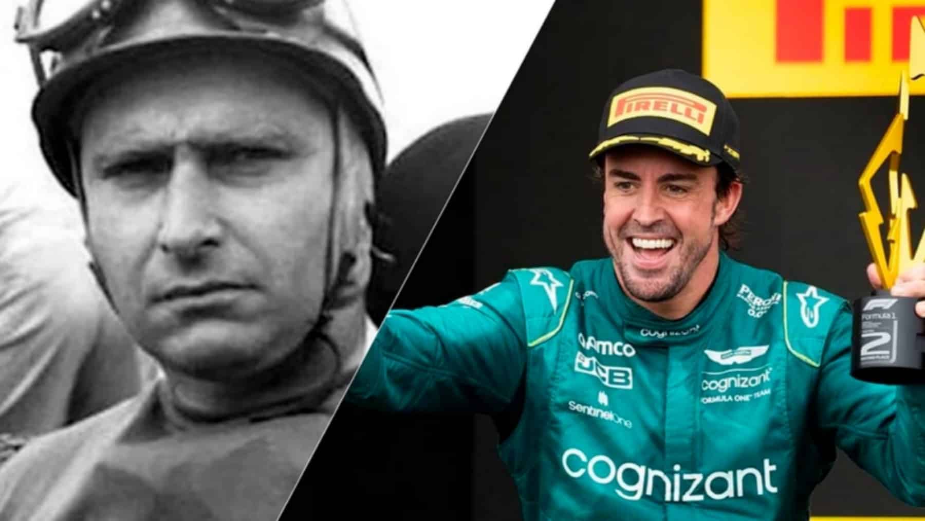 Foto montaje entre Fernando y Juan Manuel Fangio