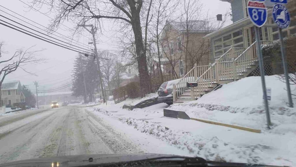 A Massachusetts street in a winter storm