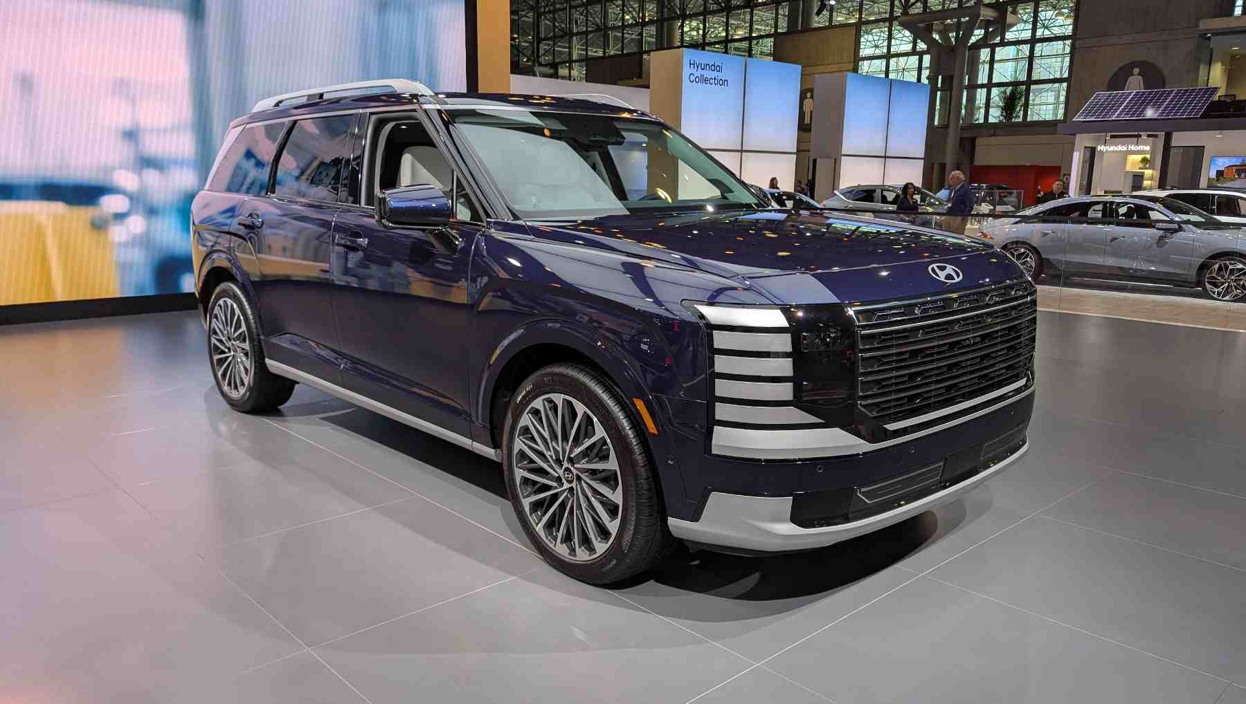 A blue 2026 Hyundai Palisade on display at the New York Auto Show