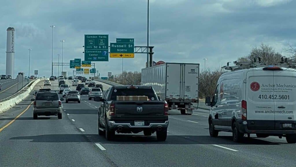 Traffic on I-95 heading north