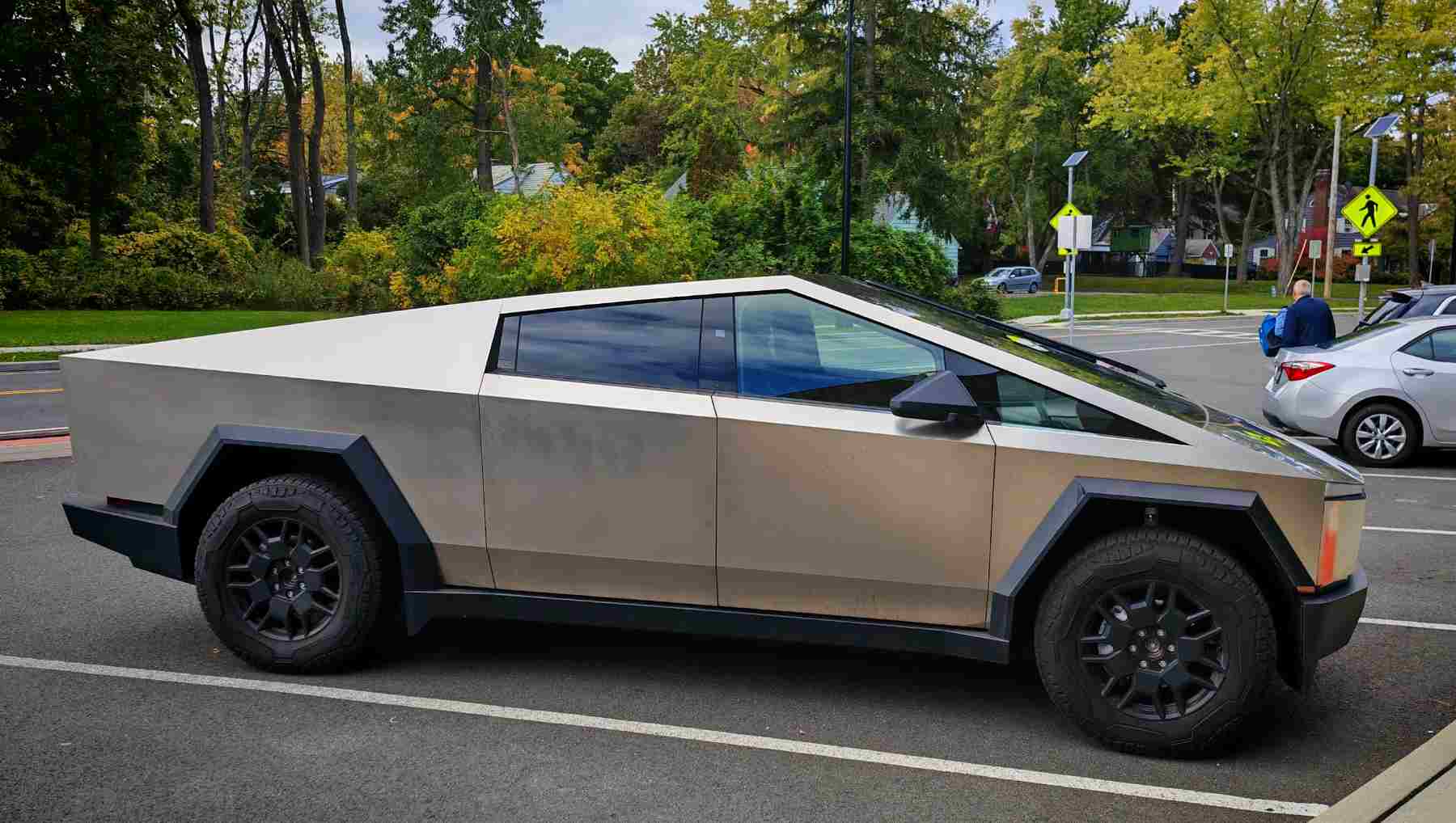 A parked Tesla Cybertruck