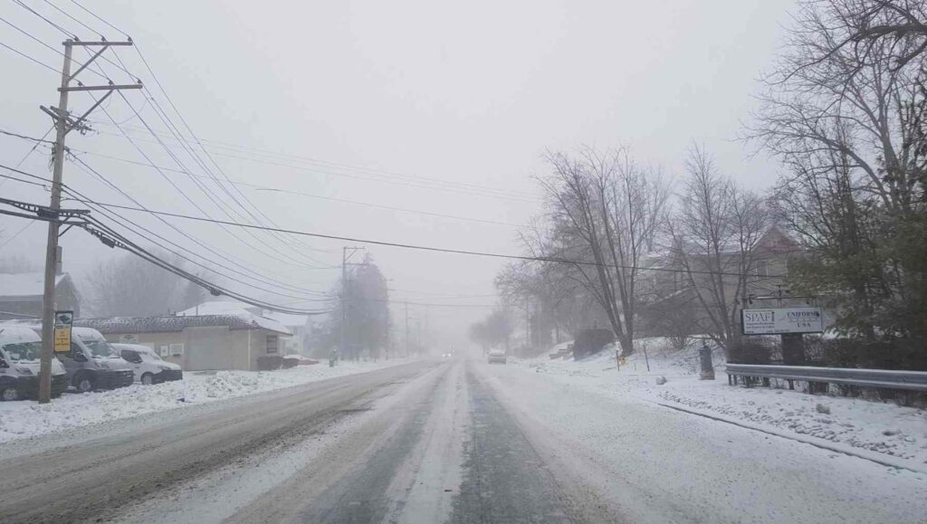 A Massachusetts street in a winter storm