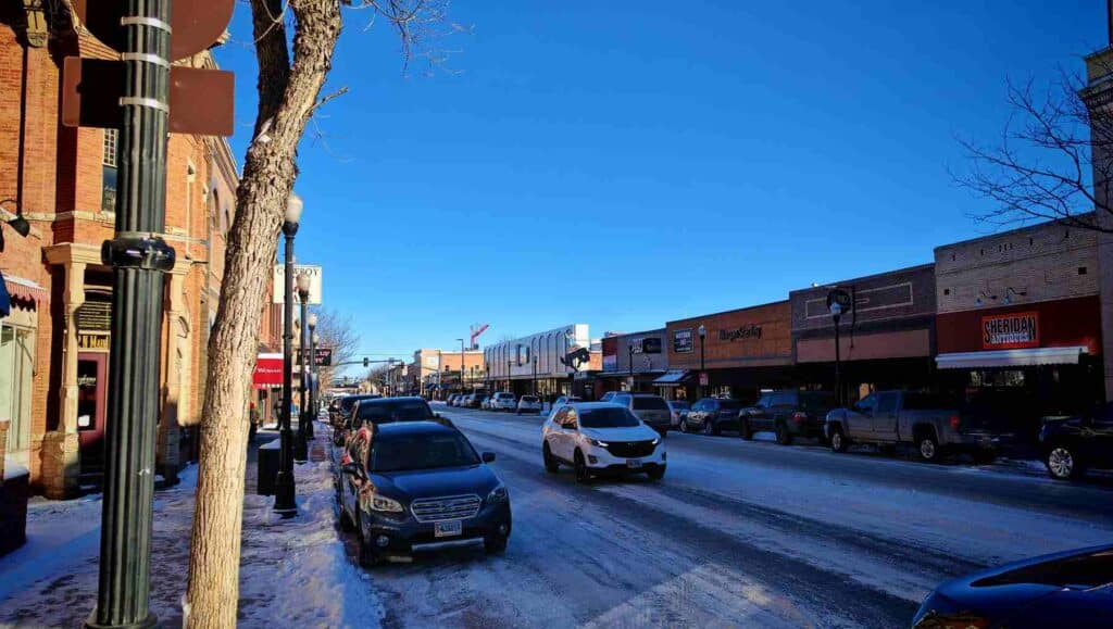 Sheridan Wyoming main street winter