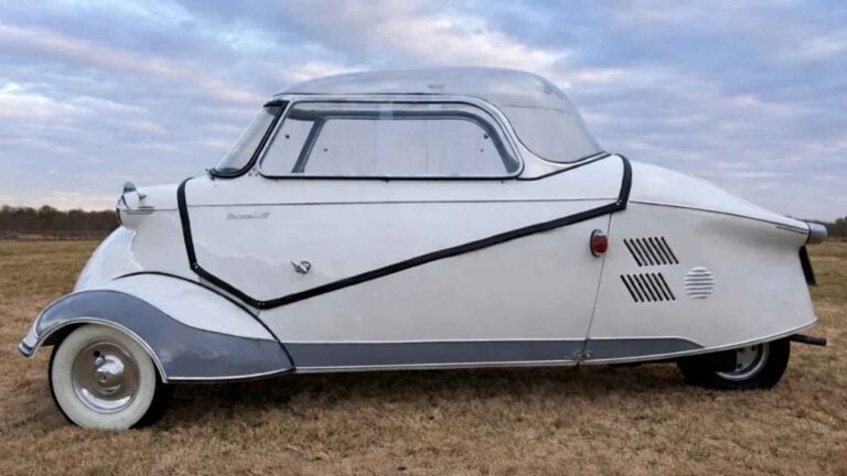 It has 9.9 horsepower, three wheels, an aircraft yoke for a steering wheel, and Elvis owned one — someone just paid $33,000 for this 1955 microcar and still got a steal