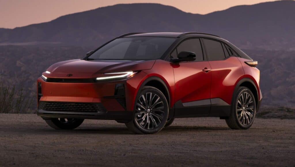 A red 2026 Toyota C-HR EV