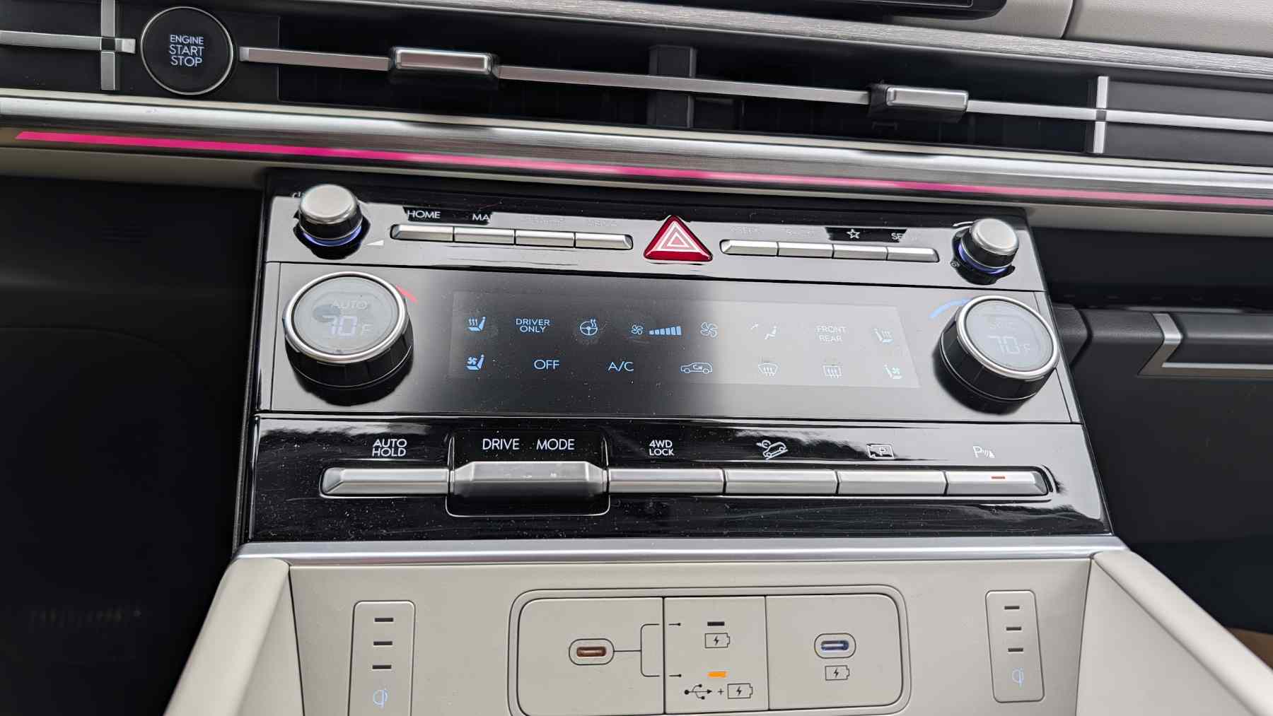 Dials and buttons on a 2026 a Hyundai Santa Fe