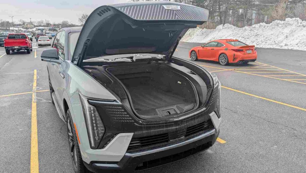 The frunk space of the Cadillac Escalade IQ