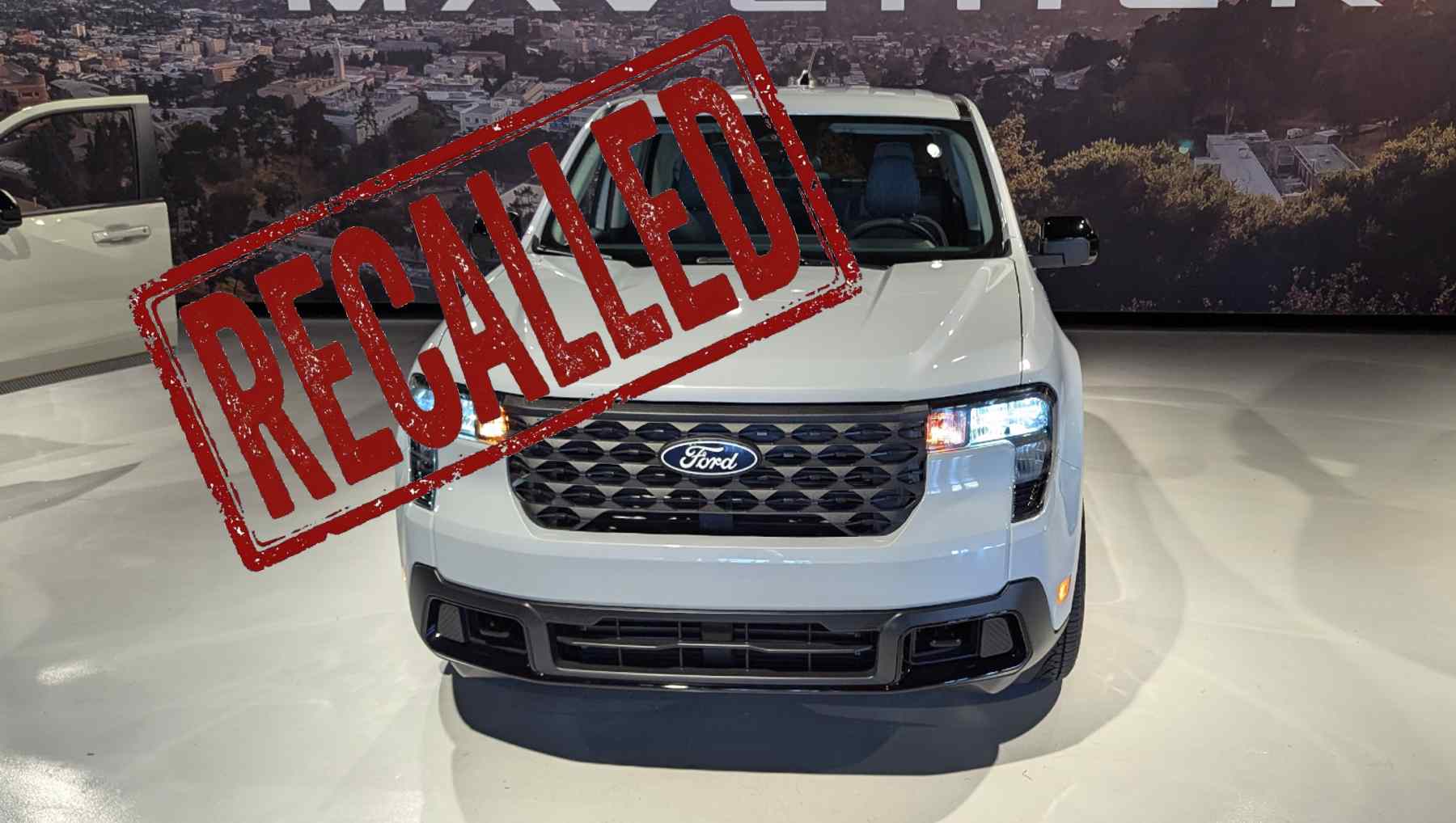 A 2025 Ford Maverick Lariat with a recall stamp on it