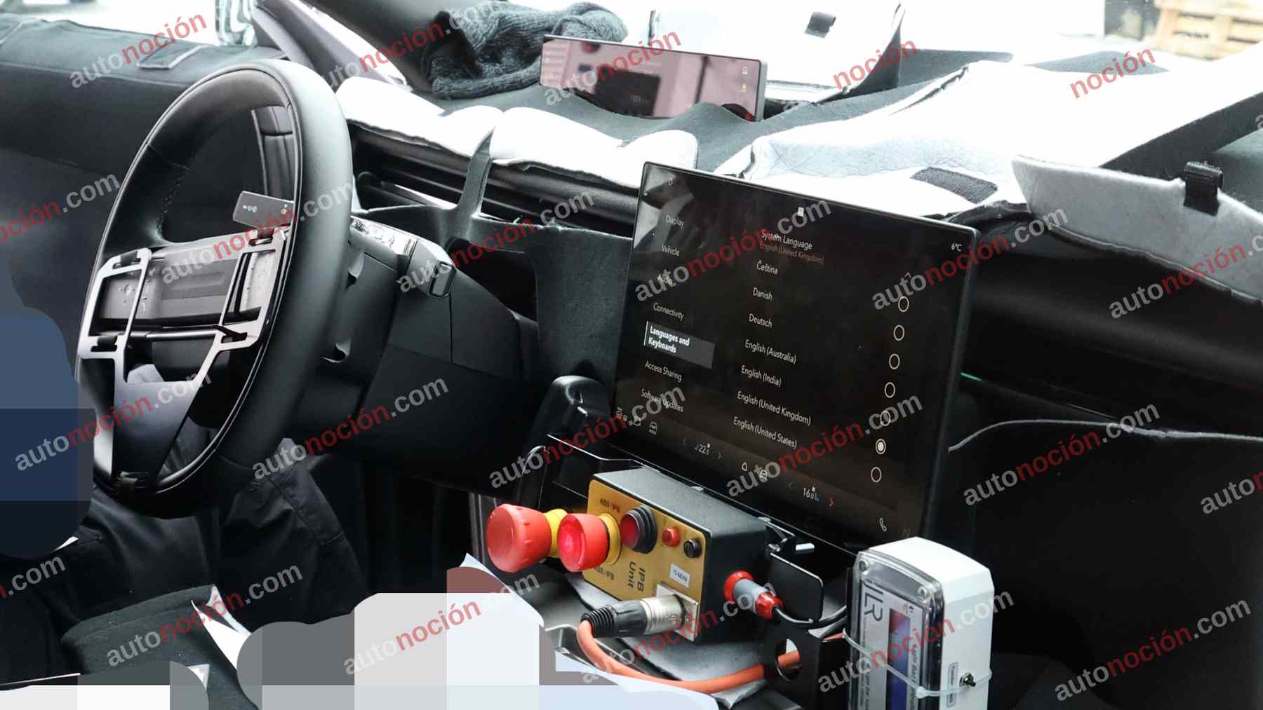 Spy shot of the 2027 Range Rover Velar interior