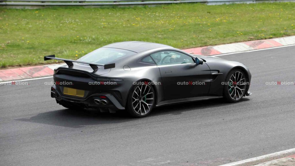 aston martin vantage rs spy photos with eight exhausts