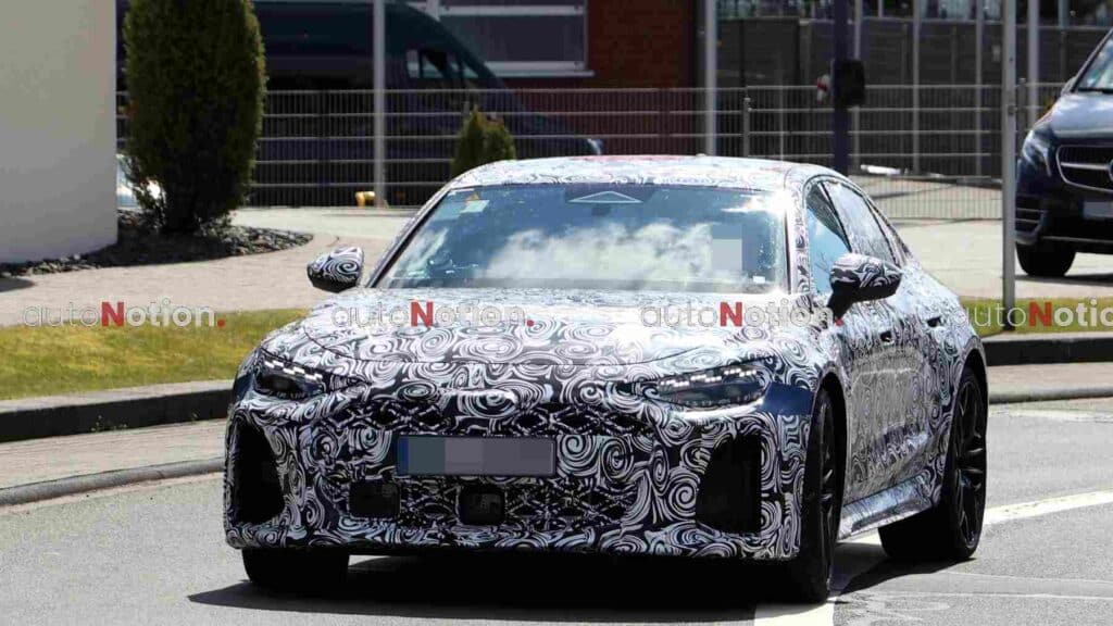 A heavily camouflaged Audi RS 6 Sedan prototype