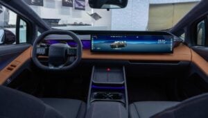 The The Hyundai IONIQ V's buttonless dashboard