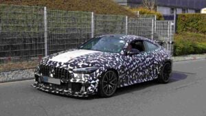 A Camouflaged Mercedes Mythos CLE prototype testing at the Nürburgring,