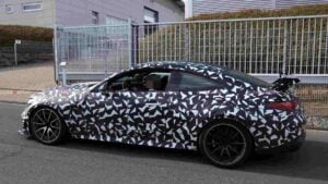 A Camouflaged Mercedes Mythos CLE prototype testing at the Nürburgring,