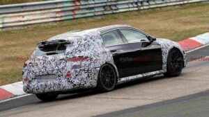 Spy shot of a Mercedes-AMG CLA Shooting Brake EQ testing on the Nürburgring