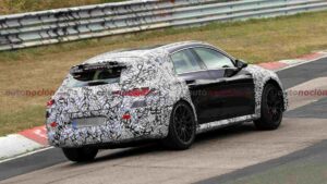 Spy shot of a Mercedes-AMG CLA Shooting Brake EQ testing on the Nürburgring