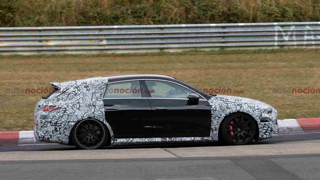 Spy shot of a Mercedes-AMG CLA Shooting Brake EQ testing on the Nürburgring