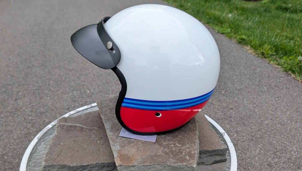 A side view of a DOT certified helmet