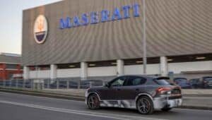 A blurry photo of a prototype Maserati Grecale