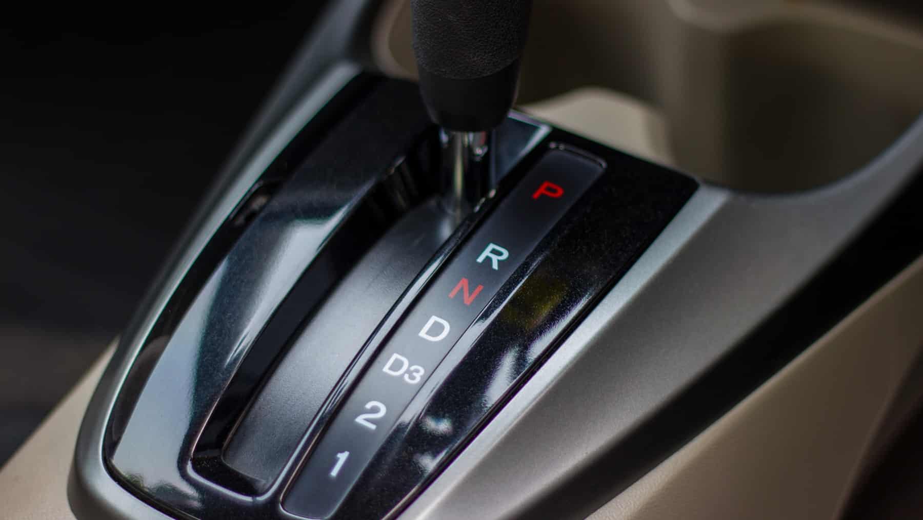 closeup of automatic gears in car