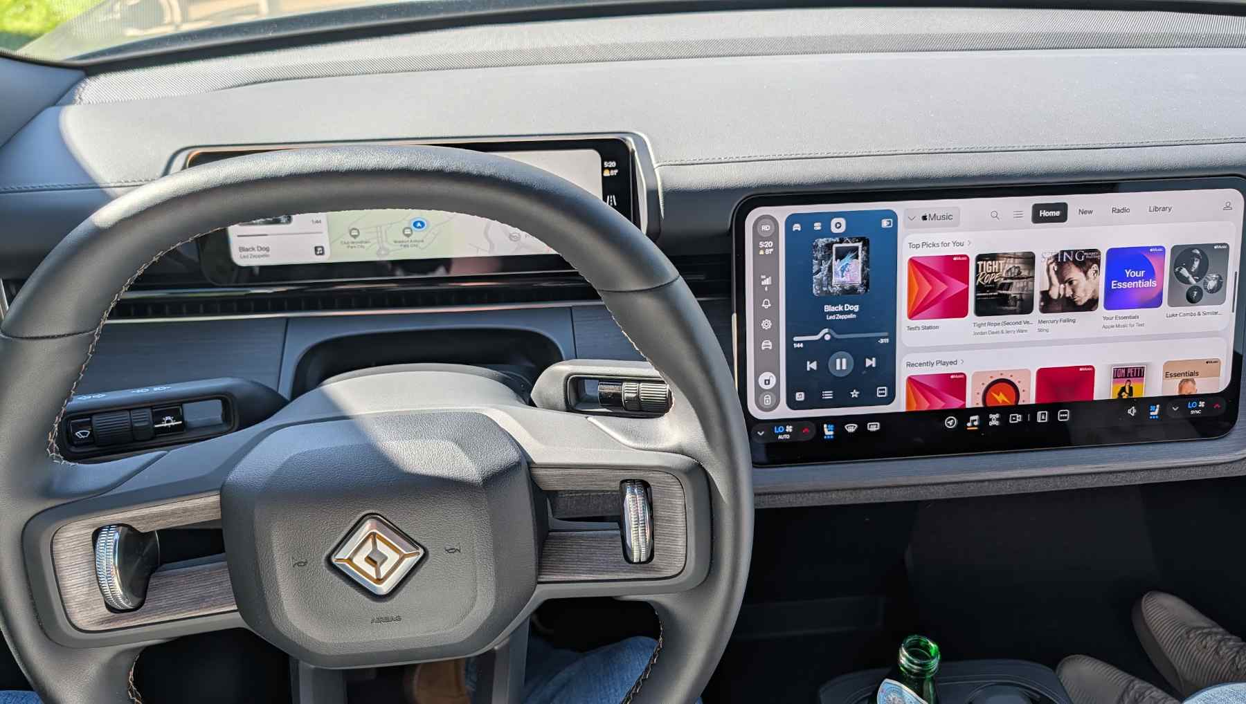 The Rivian R2 steering wheel and vehicle wheel