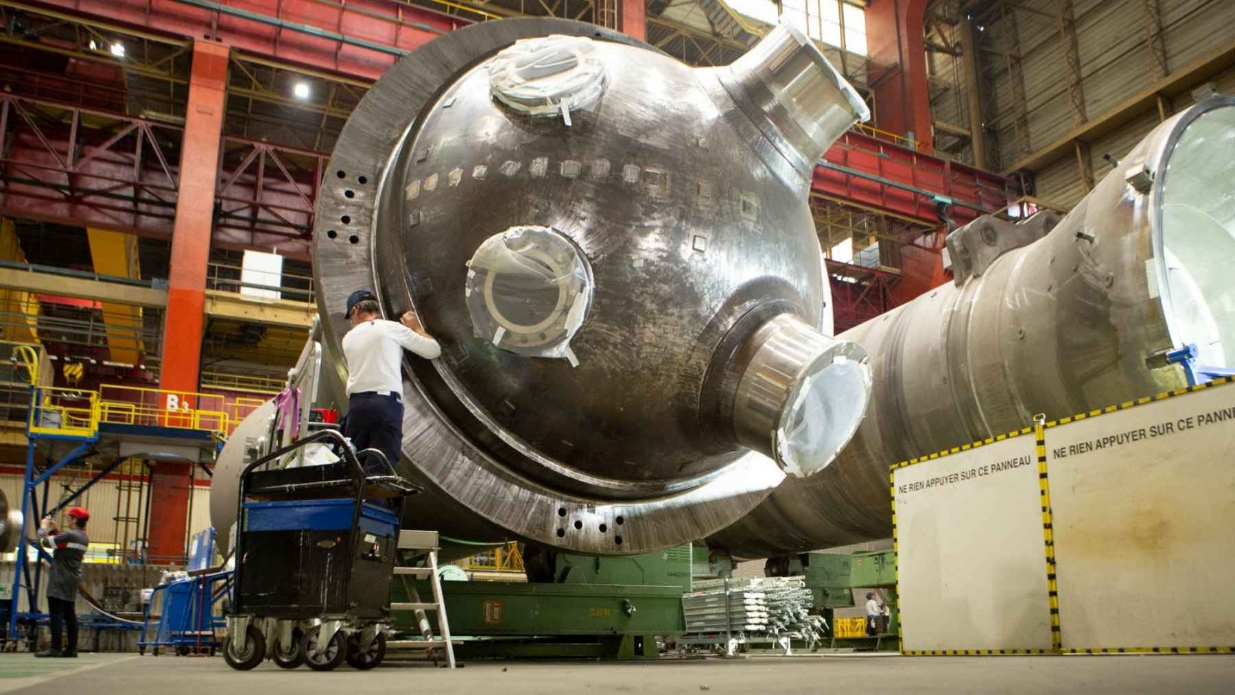 France is building four 510-ton steam generators at the same time for a single reactor, each the height of an eight-story building and the weight of a loaded 747, and it’s running the plant like a car factory to forge the biggest reactor in the West six times over