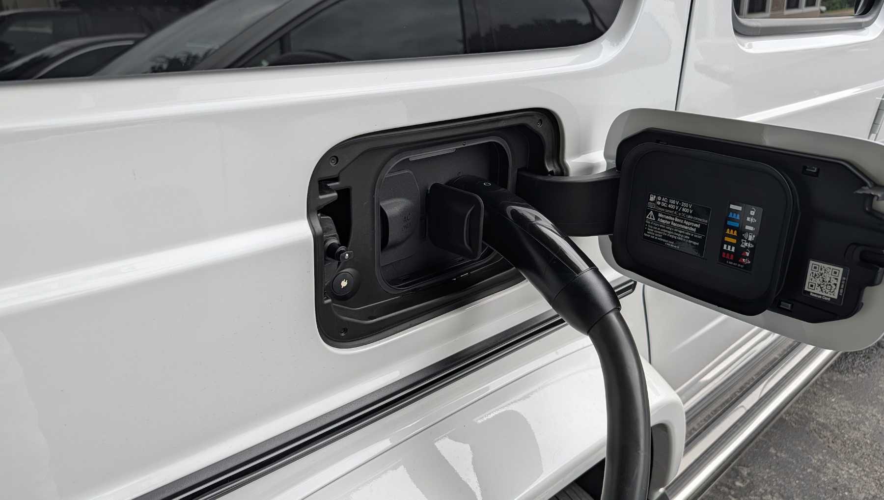 An electric G-Wagen charging