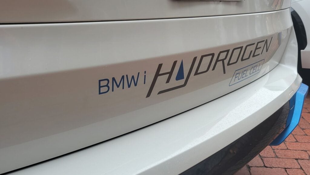 The back of a hydrogen-powered BMW