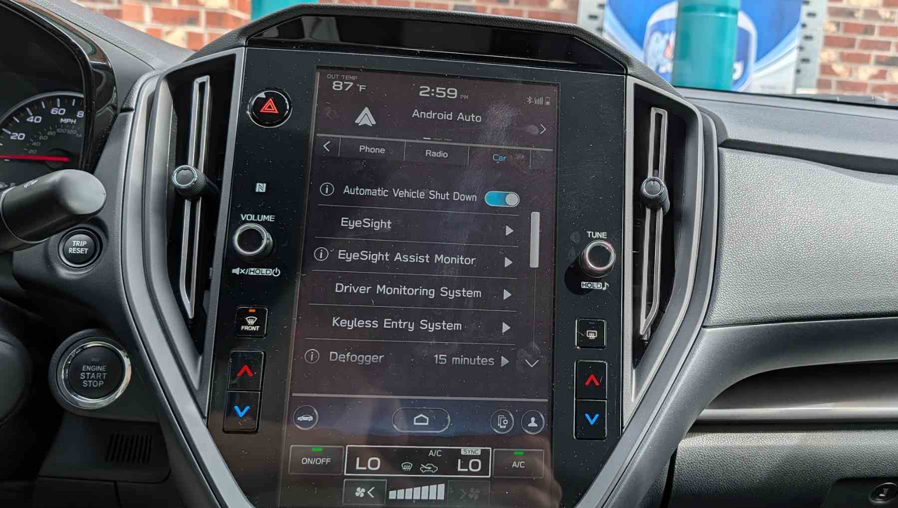 The menu screen you use to turn the driver monitoring display off on a 2026 Subaru WRX