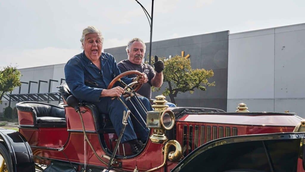 jay leno in 1909 Stanley Steamer Car