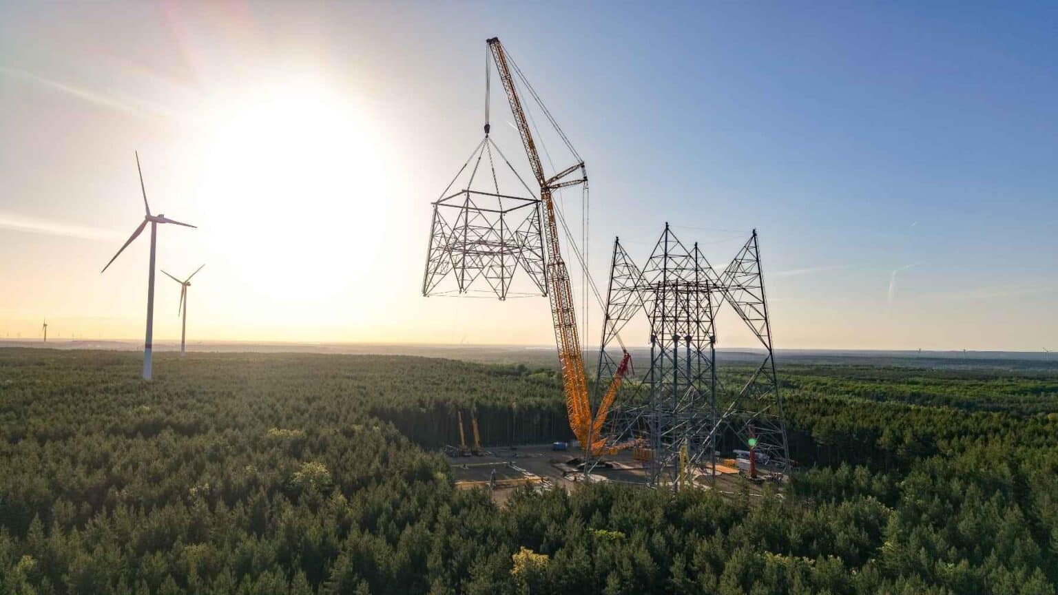 An 827-ton wind turbine was pushed up the inside of a lattice tower by ...