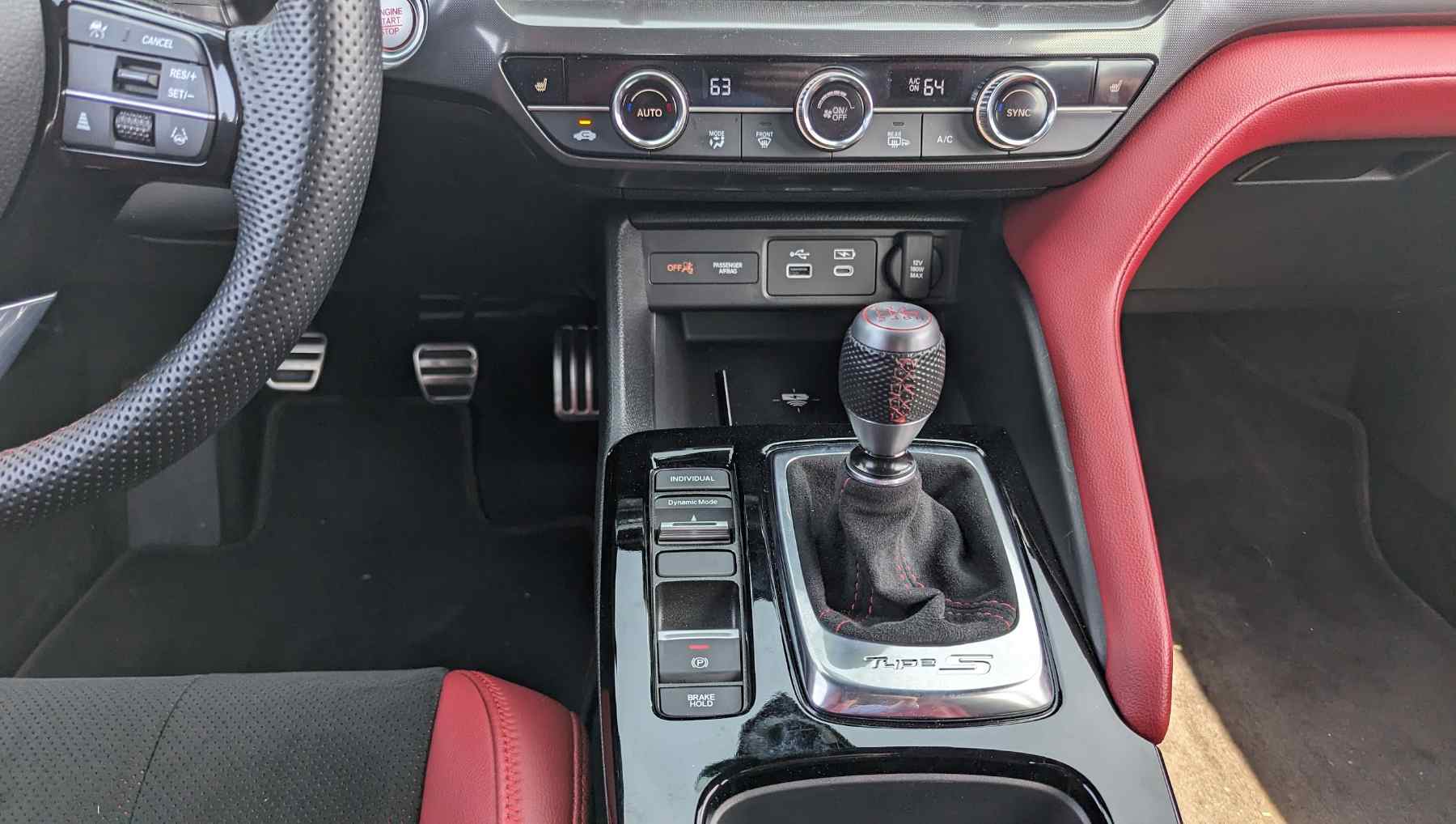 A stick shift in a manual transmission Acura Integra Type S