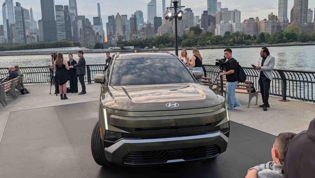 a front shot of a 2027 Hyundai Tucson on a dock