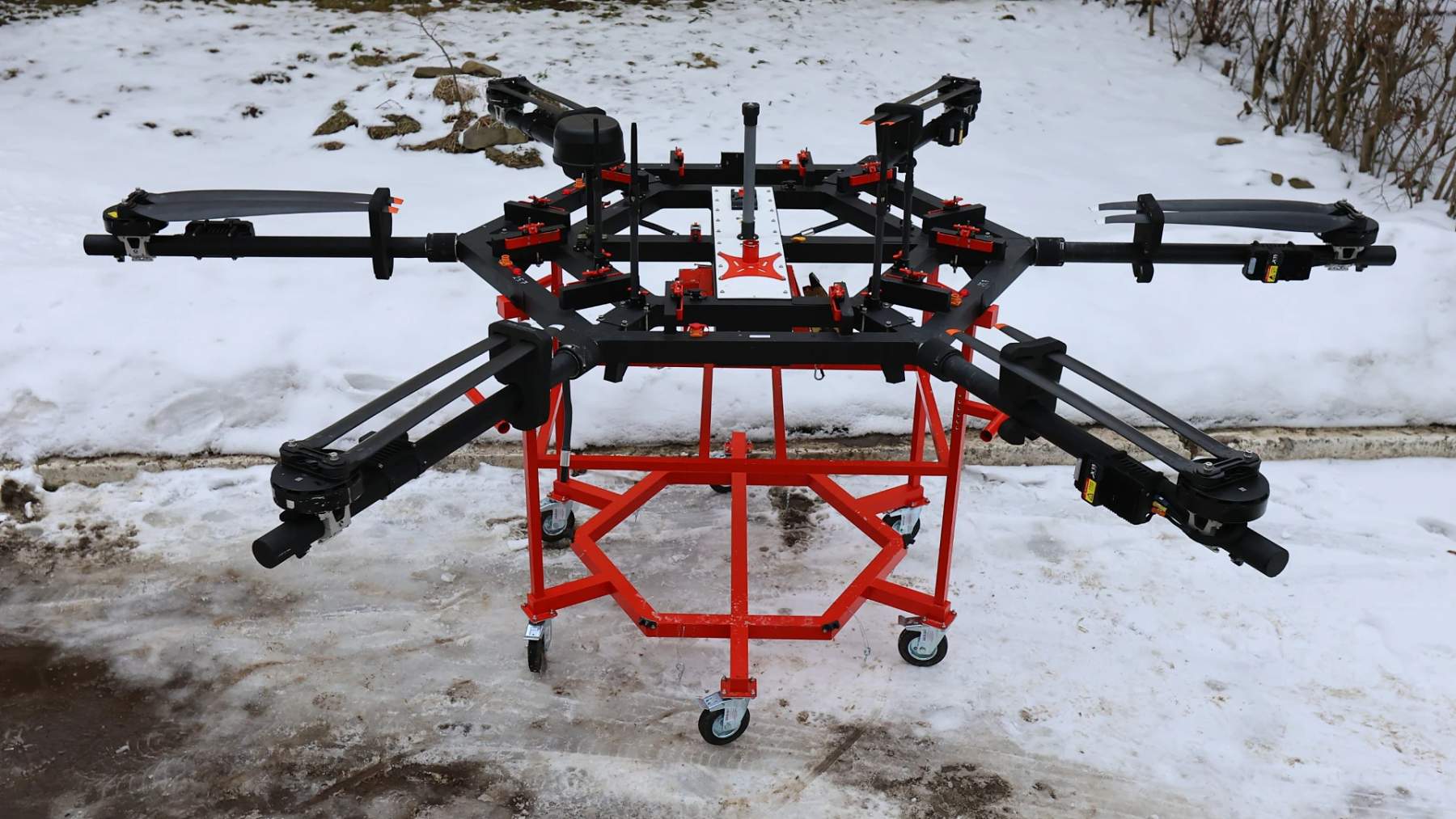 A 216-pound six-rotor drone lifted a soldier who had lost both legs off a position he held alone for 491 days and flew him more than 9 miles over a river and mined ground hanging from a winch, after the ground robot sent for him was blown up