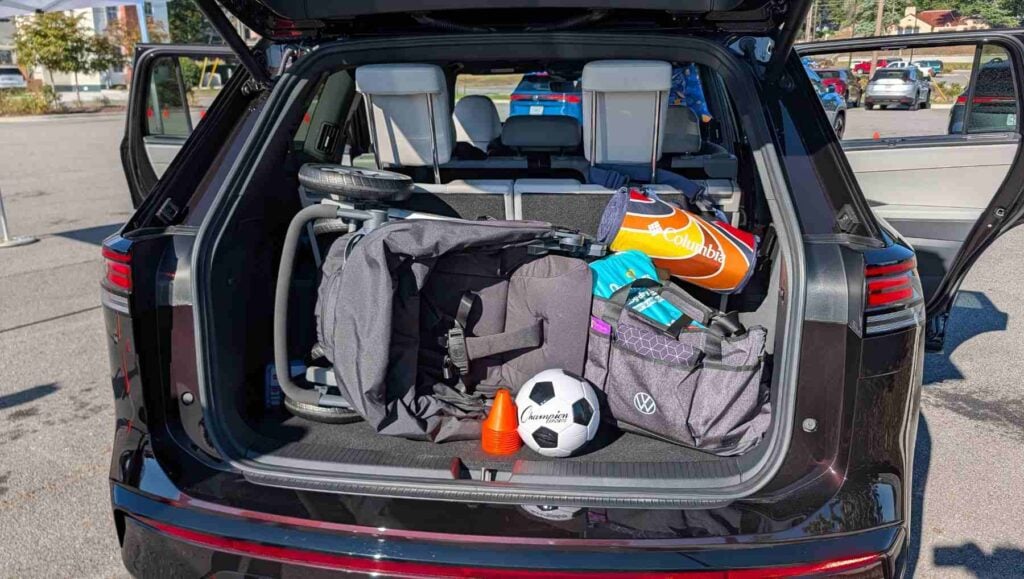 A packed trunk of a the 2027 Volkswagen Atlas