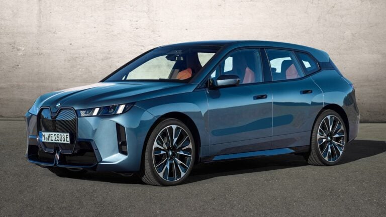 2026 BMW iX xDrive60 in Arctic Race Blue, front three-quarter view