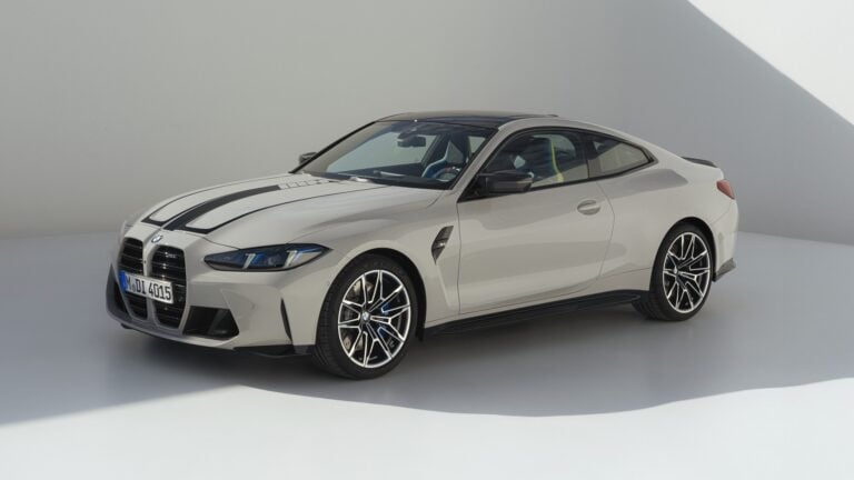 2026 BMW M4 Competition Coupe in white, front three-quarter view