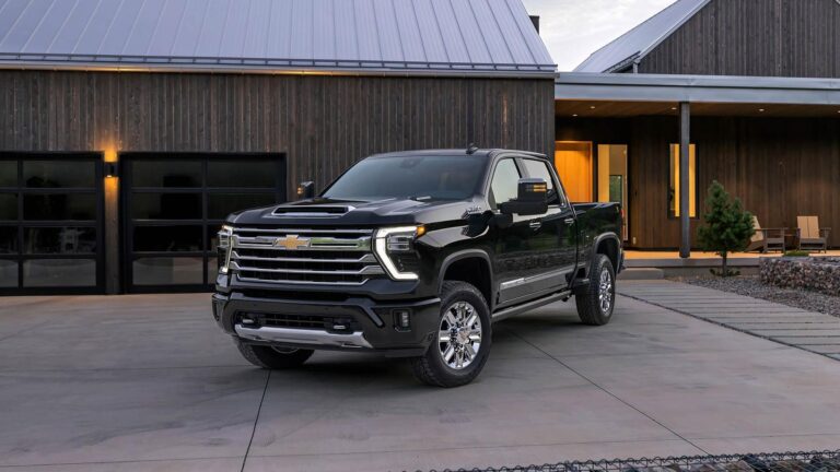 2026 Chevrolet Silverado HD, High Country front three-quarter view in black