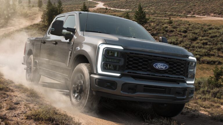 2027 Ford Super Duty F-250 XL with STX and Tremor packages, front three-quarter view off-road