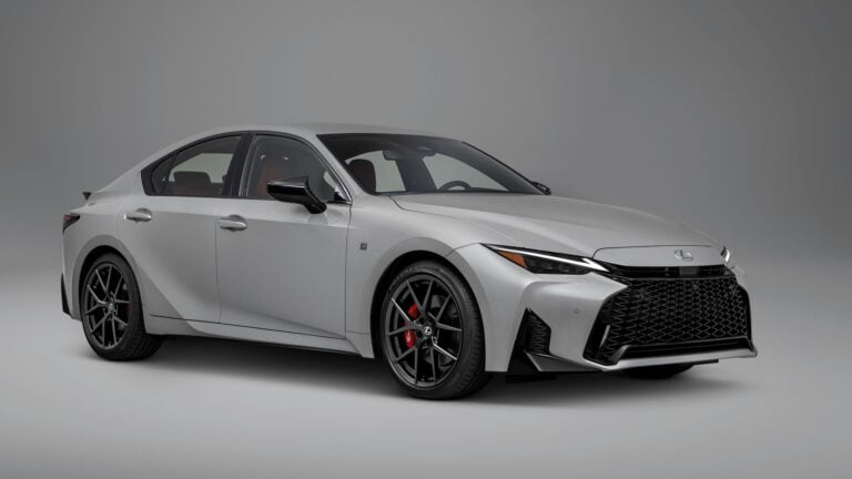 2027 Lexus IS 350 F SPORT in gray, front three-quarter view