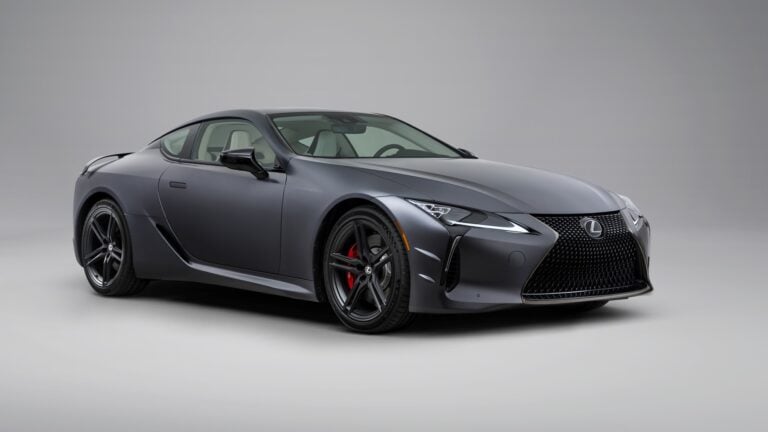 2026 Lexus LC 500 in gray, front three-quarter view