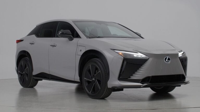 2026 Lexus RZ 550e F SPORT in gray, front three-quarter view