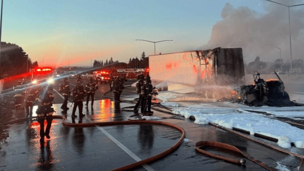 tesla semi on fire