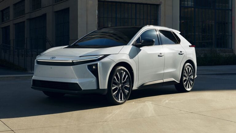 2027 Toyota bZ (formerly bZ4X) in white, front three-quarter view