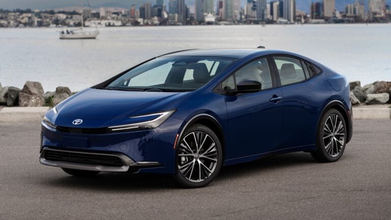 2027 Toyota Prius Limited in Reservoir Blue, front three-quarter view