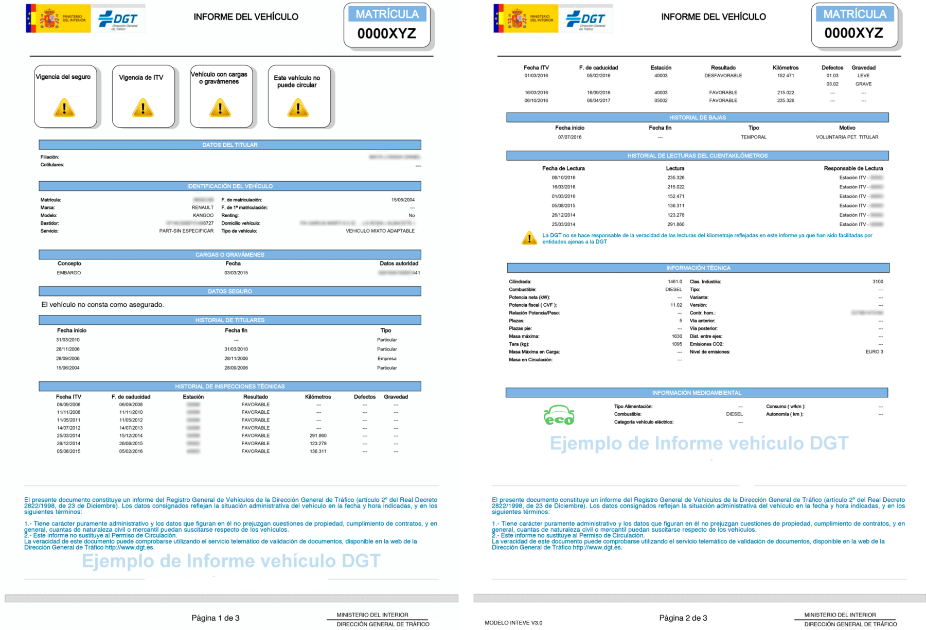 Que significa con avisos informe dgt