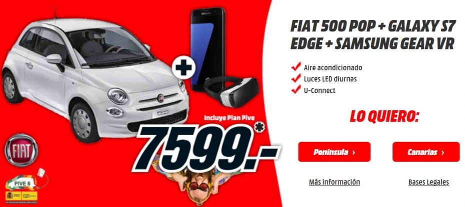 Sólo hasta el 4 de mayo, llévate un Fiat 500 por sólo 7.599 € en MediaMarkt