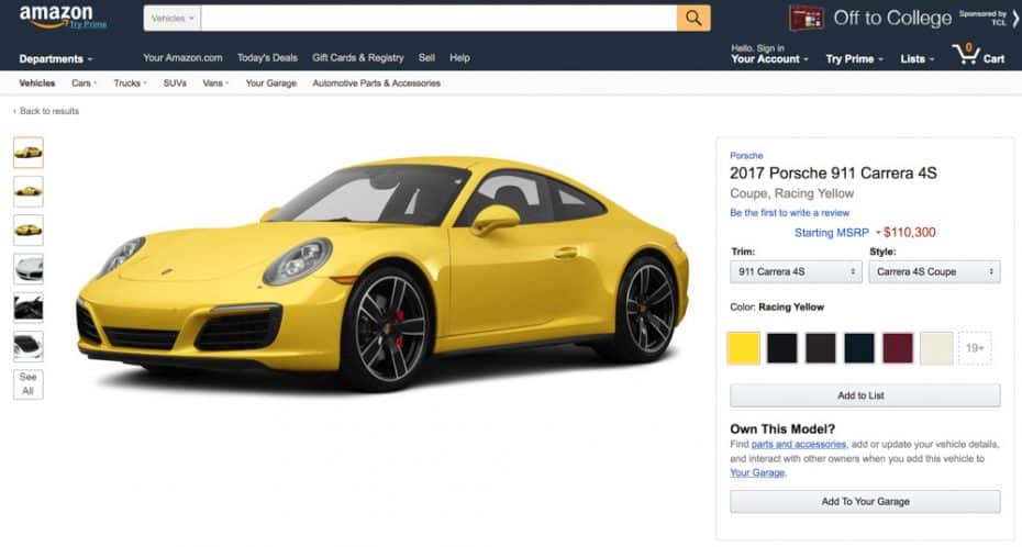 Amazon quiere ir más allá: Te asesora para comprar tu coche ideal y próximamente ¡Te lo venderá!