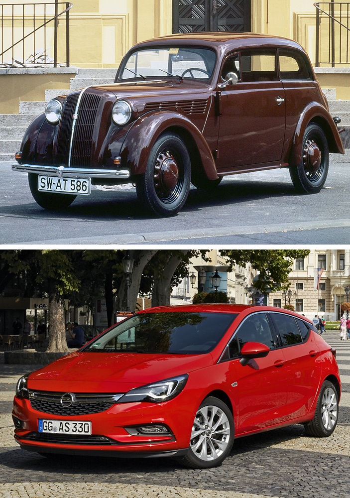 80 years of appreciation: Oldest Kadett meets youngest Opel Astra. Both were praised by customers and press alike when they made their debuts.
