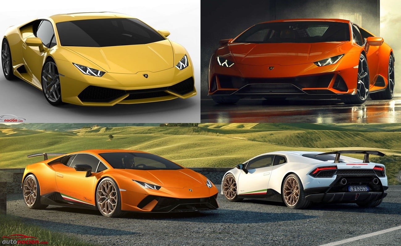 Comparativa visual Lamborghini Huracán vs. Huracán Evo vs. Huracán  Performante